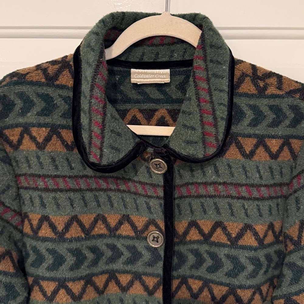 Coldwater Creek Vintage Aztec Cabin Blanket Jacket - Size Large - Picture 3 of 11